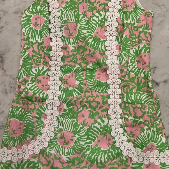 Like new! Lilly Pulitzer Liz Sunnyside Lions Print Green & Pink Shift Dr… - Picture 7 of 14